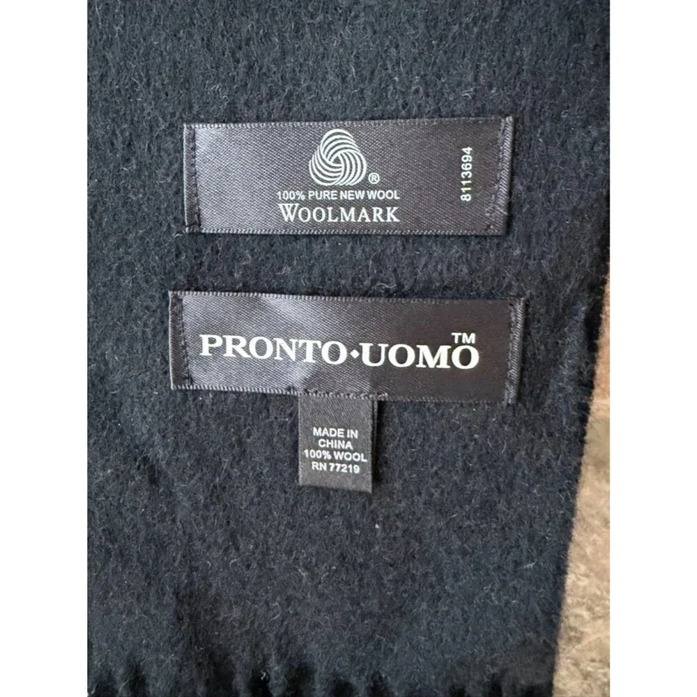 PRONTO UOMO Scarf Black 100% Wool Woolmark 57